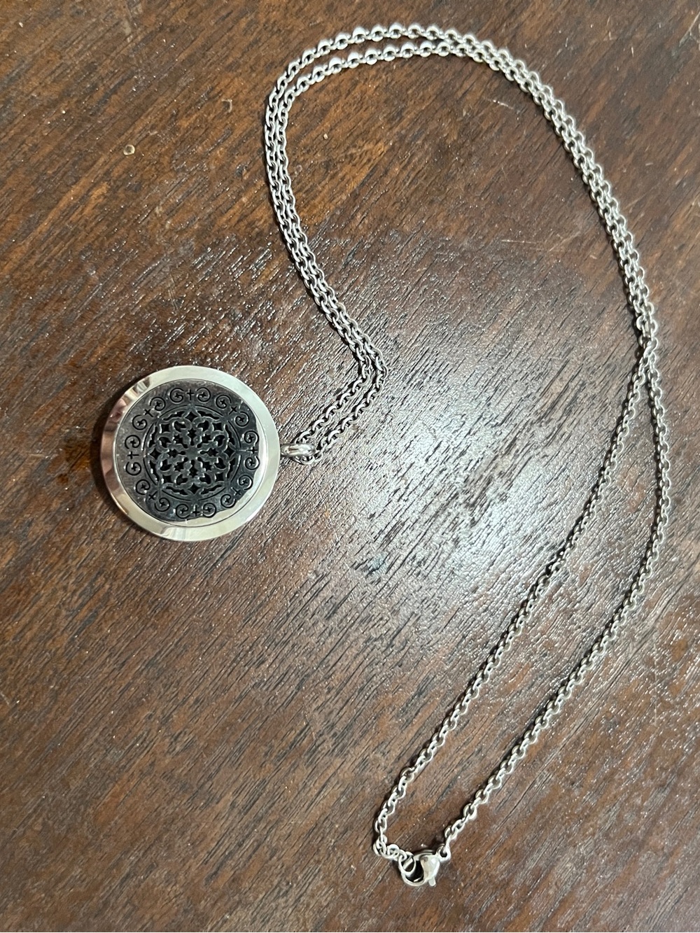 Sterling Silver Round Filigree Celtic Pendant Locket Necklace - Silver